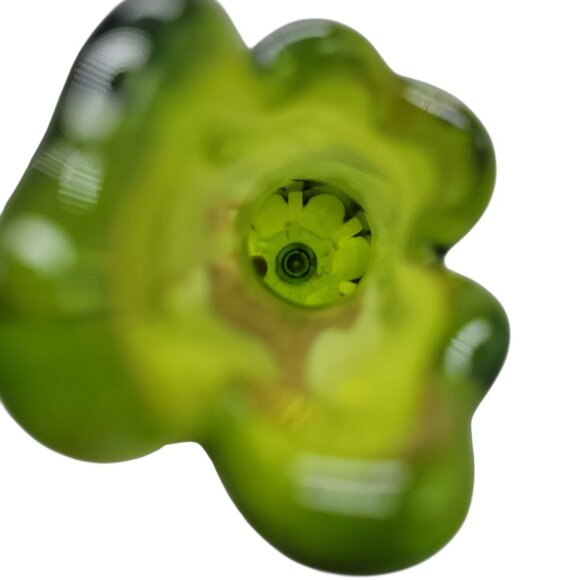 Vintage Viking Green Glass Swung Vase 6 Petal Pedestal Base 13.5" MCM 60s - Picture 6 of 12